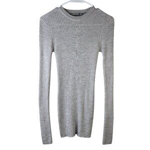 Icebreaker Valley Slim Crewe Sweater Gray Merino Wool Ribbed Pullover Casual Top